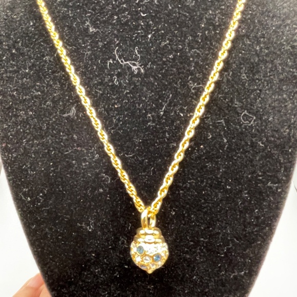 Nolan Miller Vintage Gold Tone Rhinestone Encrusted Disco Ball Necklace - Picture 1 of 9
